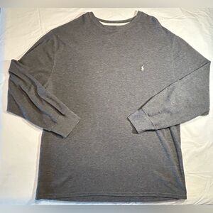 Polo Ralph Lauren Men’s 3XL Waffle Knit Gray Long Sleeve Thermal Shirt Embroider